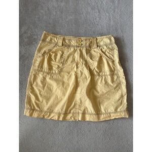 VTG‎ Free People Mini Skirt Utility Pockets Tan Brown Stitching Casual Size 9
